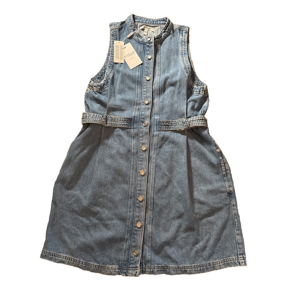 10 CROSBY DEREK LAM WOMENS LARGE DENIM CAMILLE UTILITY MINI DRESS BLUE NEW - Picture 1 of 11